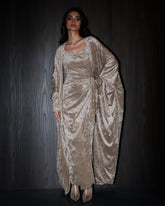 Vala wrap bisht velvet set- Desert Sand