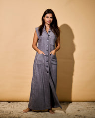 Terry maxi sleeveless dress