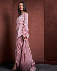 Vala Bisht Velvet Set-Pink