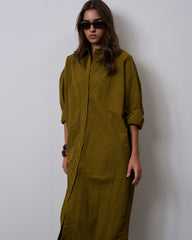 Urban Shirt Dress-Olivine Green