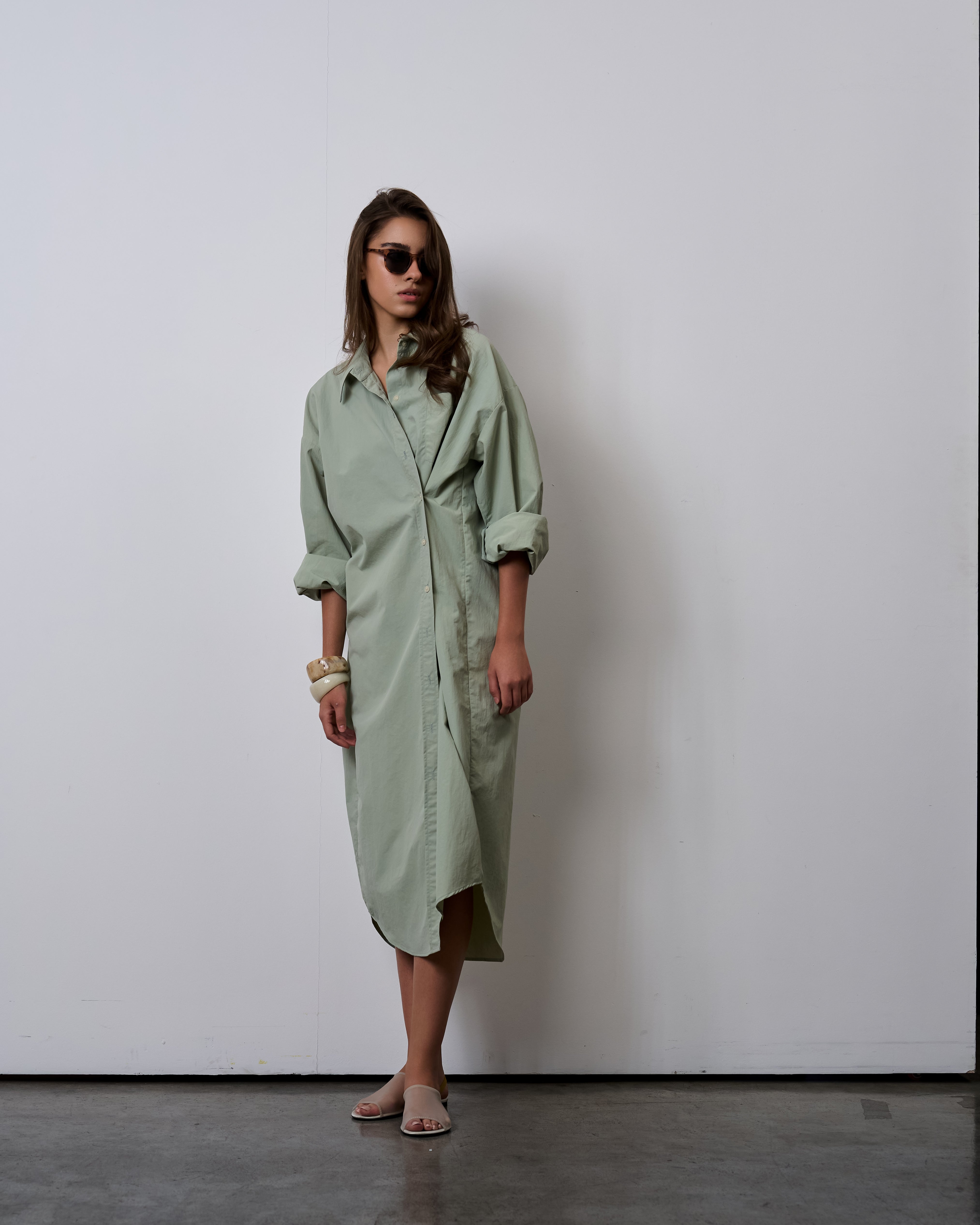 PREORDER Urban Shirt Dress-Cream Matcha