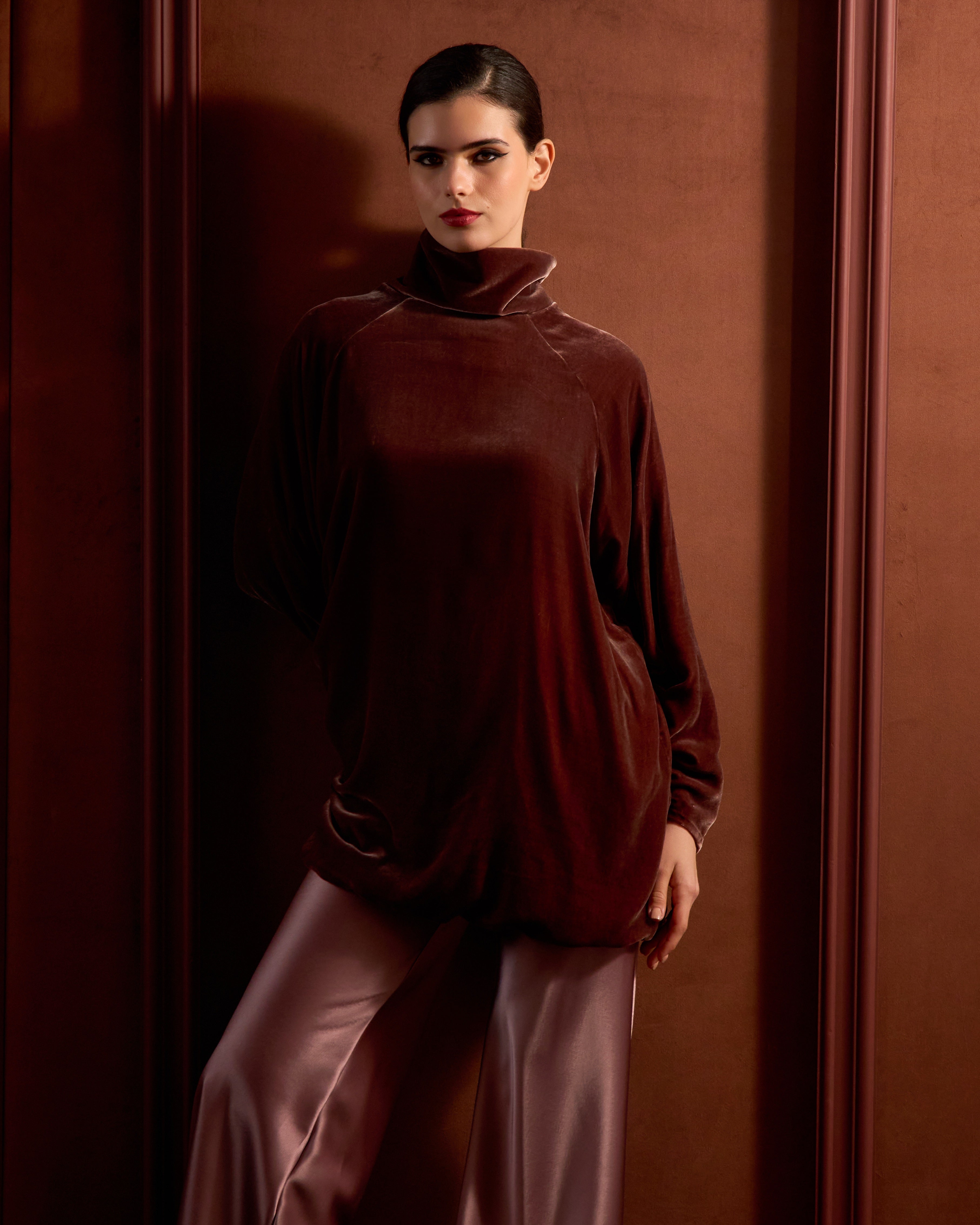 Waves Silk Set-Pomegranate