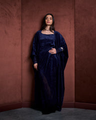 Vala Bisht Velvet Set-Blue