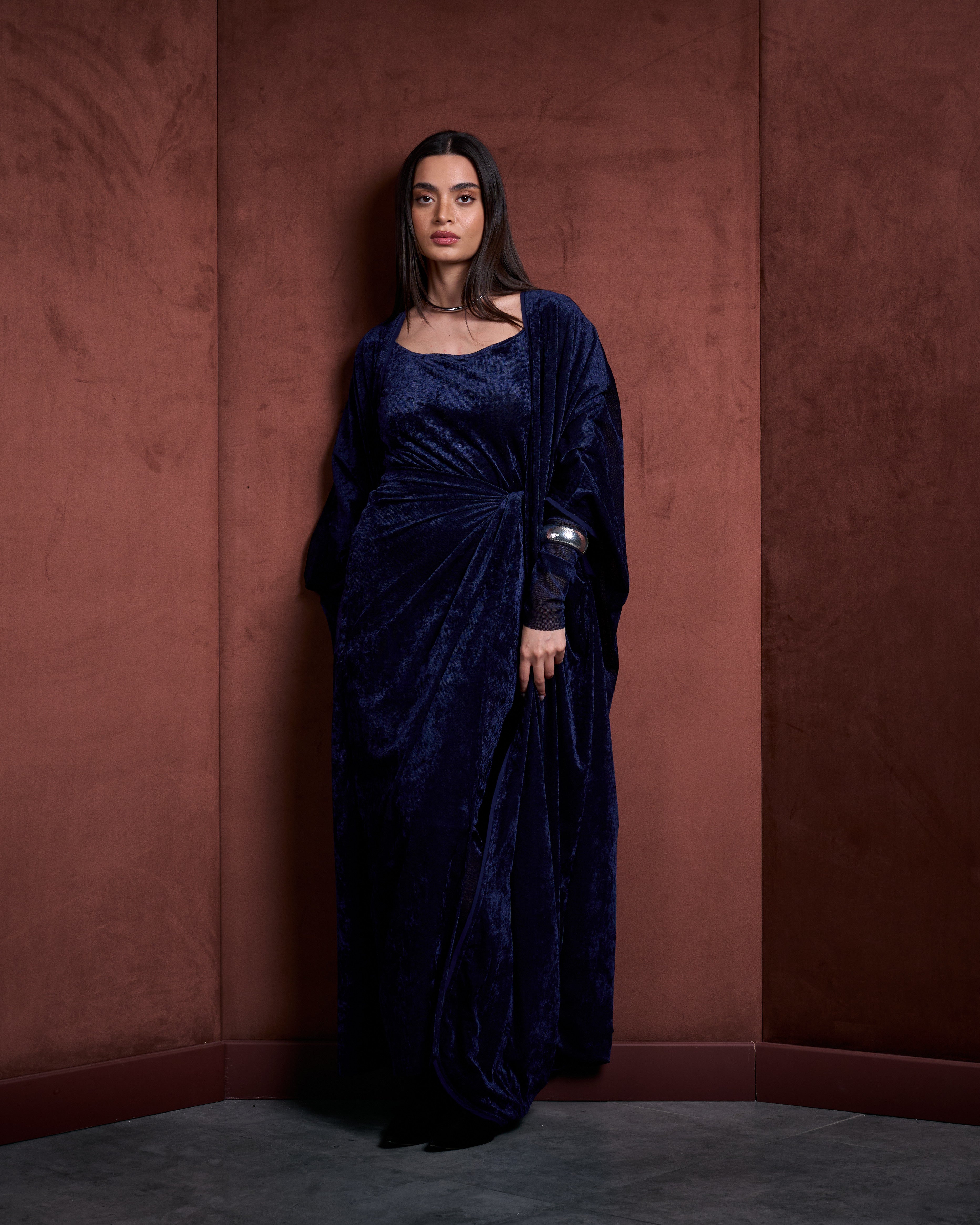 Vala Bisht Velvet Set-Blue