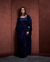 Vala Bisht Velvet Set-Blue