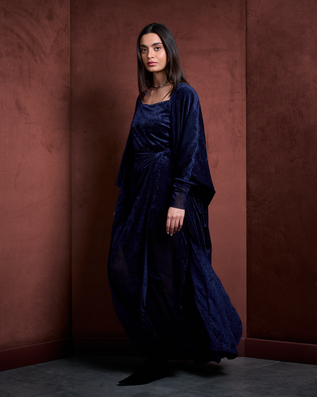 Vala Bisht Velvet Set-Blue