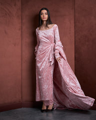 Vala Bisht Velvet Set-Pink