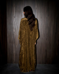 Vala wrap bisht velvet set- Olive