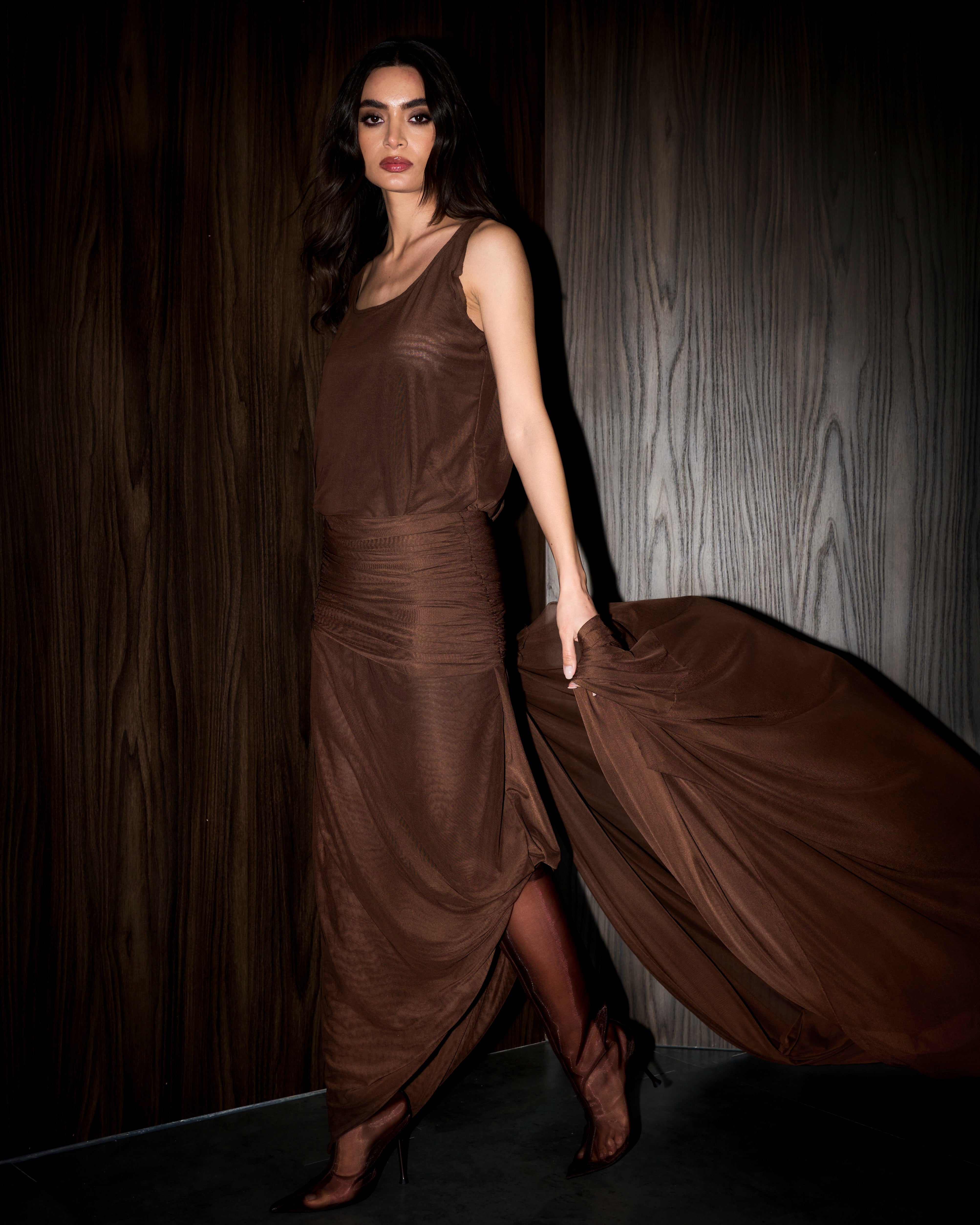 Obi dress set- Brown
