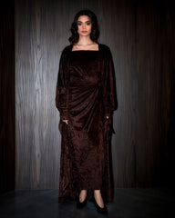 Vala wrap bisht velvet set- Chocolate Brown