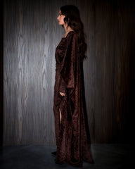 Vala wrap bisht velvet set- Chocolate Brown